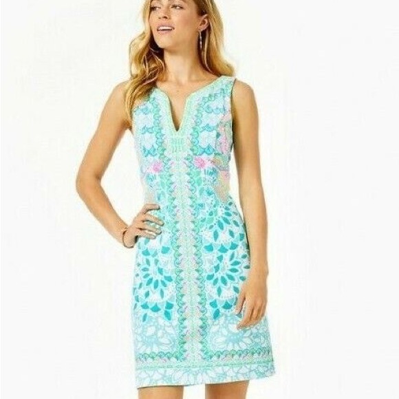 Lilly Pulitzer Dresses & Skirts - Lily Pulitzer Sigrid Caribbean Citrus Engineered Pique Knit Shift Dress, Size 2